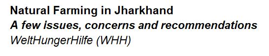 Natural Farming in Jharkhand: Issues, Concerns, and Recommendations